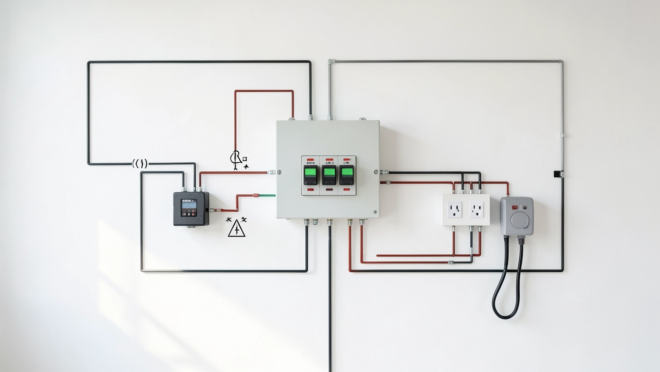 schemat jednokreskowy instalacji elektrycznej w garażu